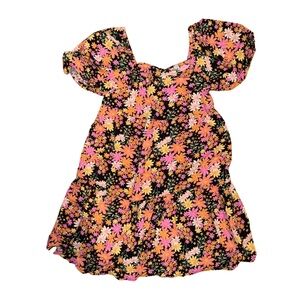 SO Floral Girls Dress - Black, Pink, Yellow
